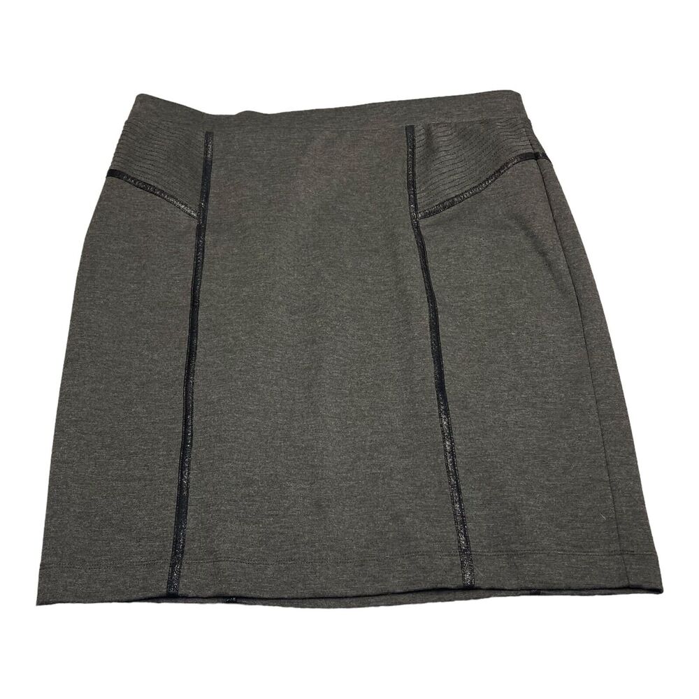 APT.9 A-Line Skirt Women's Large Gray Polyester Stretch Elastic Waist Pull On